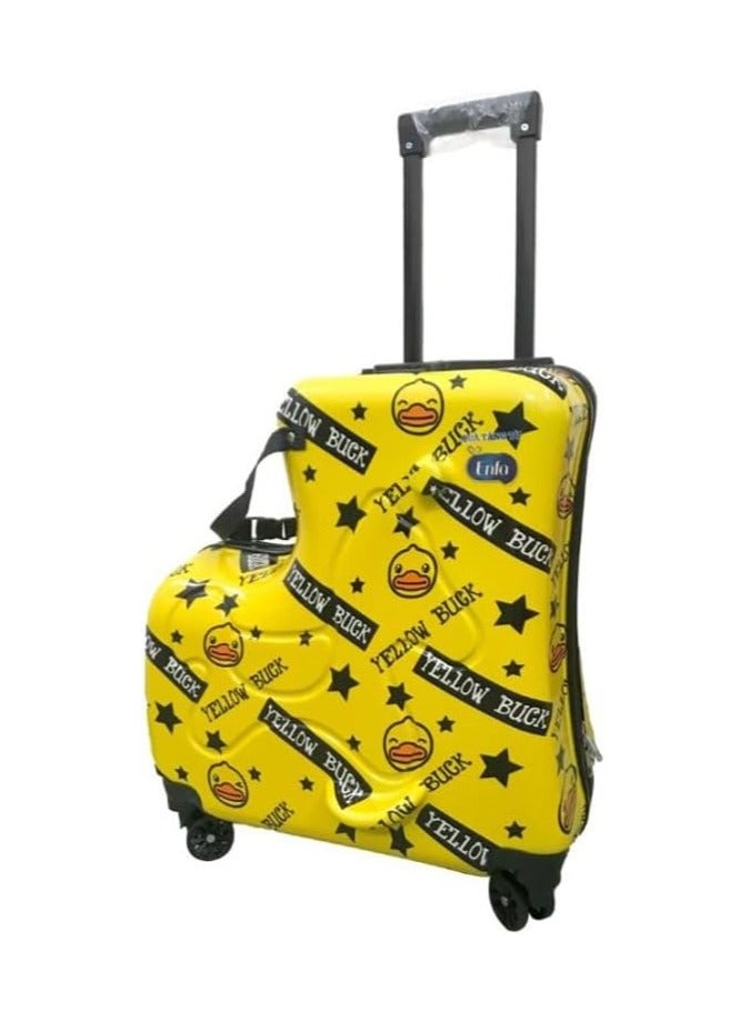 BLOOMING TIME Kids Ride-On Travel Suitcase with Wheels - Spinner Carry-On Trolley Case with Password Lock, Universal Wheels for Ages 1-6 - Image 2