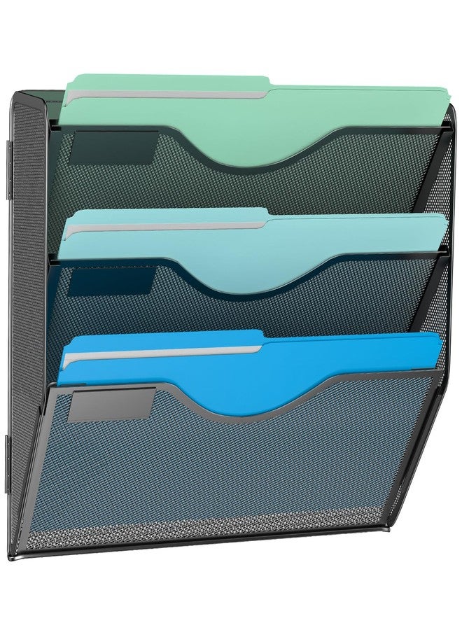 Gawerk 3 Tier Hanging Wall File Organizer, Mesh Mail Paper Orgnization Hanging File Folder Holder for Home Office, Black - Image 1