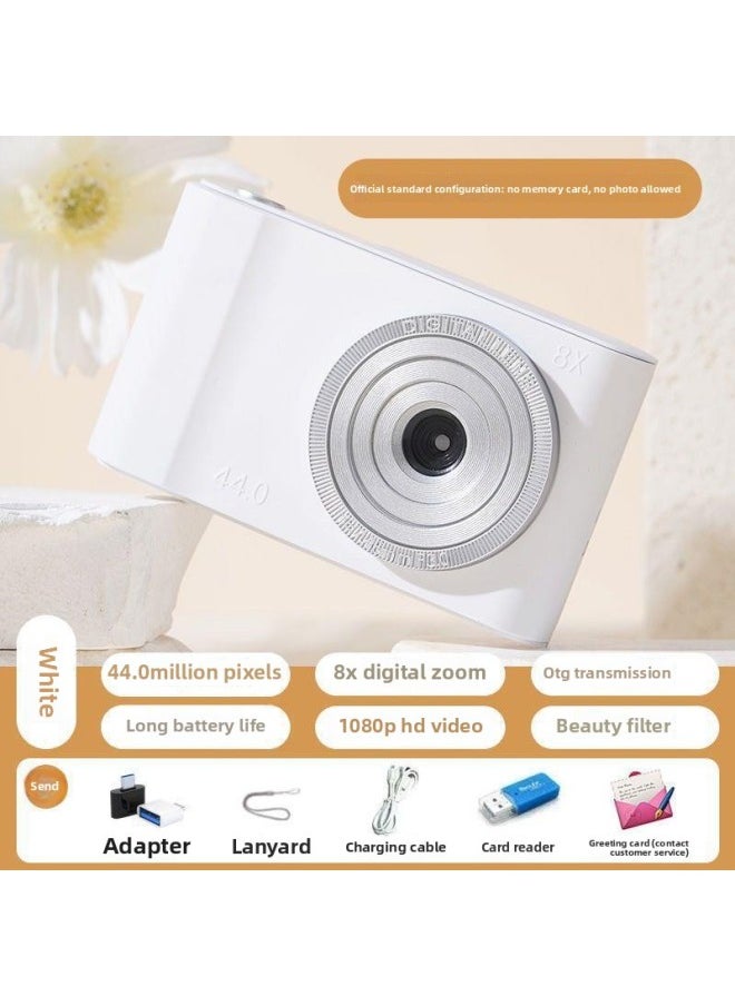 Generic Retro Self-timer Ccd HD Double-camera Student Party Entry-level Cute High-value Girl Travel Portable Other-Body Color:K3 White*[front And Rear Camera + Photo Transfer + Listening To Music]-bare* Machine  - Image 1