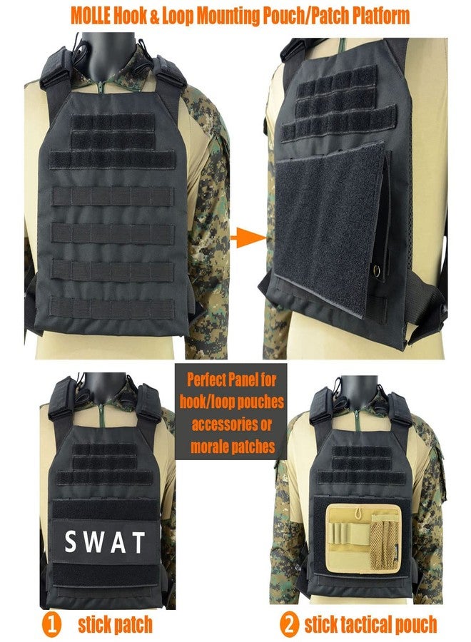 ROCOTACTICAL 1x Black 10*6IN Tactical Rectangular MOLLE-to-Hook-Loop Converter Loop Panel - Image 3