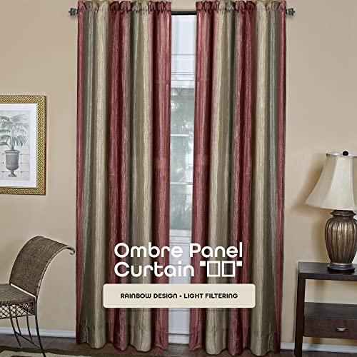 Achim Ombre Panel Light Filtering Semi-Sheer Window Curtain - 63 Inch Length, 50 Inch Width - Burgundy- Light Filtering Soft Polyester Drapes for Bedroom Living & Dining Room by Achim Home Decor - Image 2