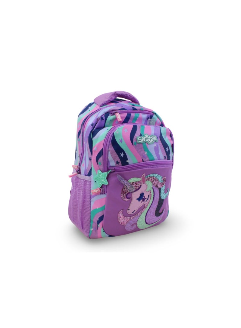 سميجل حقيبة ظهر Smiggle بتصميم وحيد القرن، مقاس 17 بوصة – بنفسجي - Image 1