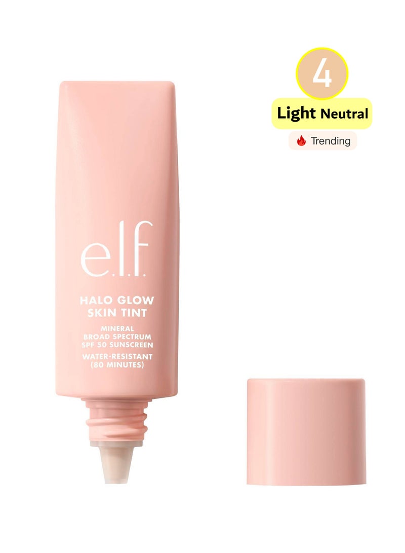 إلف كريم أساس هالو جلو بإشراقة ناعمة بتركيبة خفيفة التغطية - واقٍ شمسي معدني SPF 50 - درجة 4 فاتح محايد - Image 1