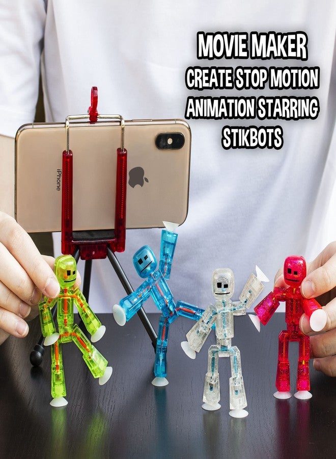StikBot Zing, Set of 8 Clear Collectable Action Figures and Mobile Phone Tripod, Create Stop Motion Animation, Great for Kids Ages 4 and Up - Image 5