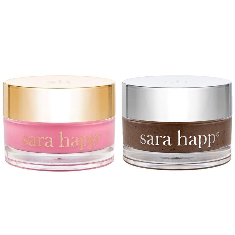 Sara Happ Sweet Clay Mask  Vanilla Bean Sugar Lip Scrub Duo  Exfoliating Lip Treatments Moisturizers for Dry and Flaky Lips Vegan 047 Oz and 05 Oz jars