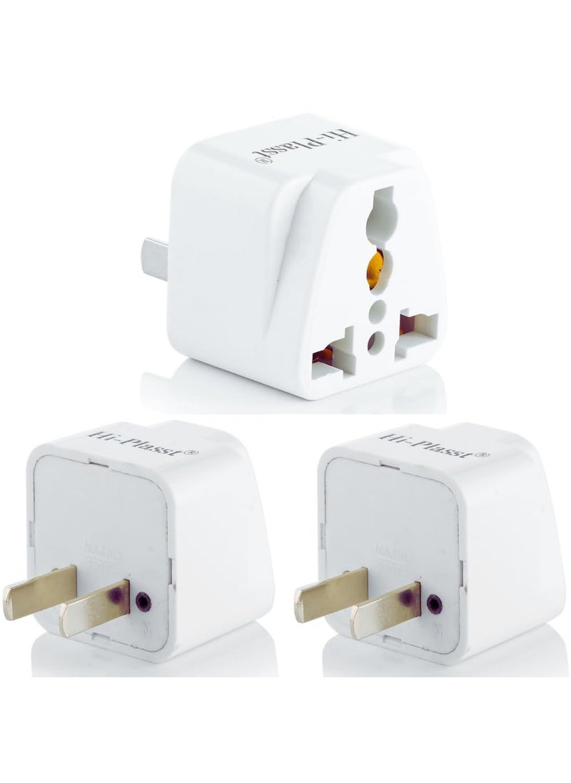 HI PLASST PINS N PLUGS HiPlasst Pack of 3 India to USA Converter Type A Plug Adapter for USA Canada Mexico Japan Thailand Philippines US Travel Adapter 2 Pin Plug Adapter  - Image 1