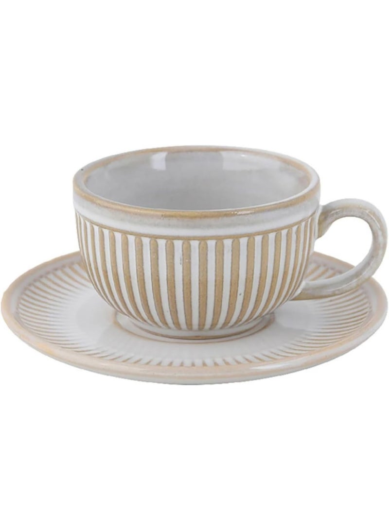 Qahwa Ceramic mug with prominent vertical lines and elegant design - Image 1