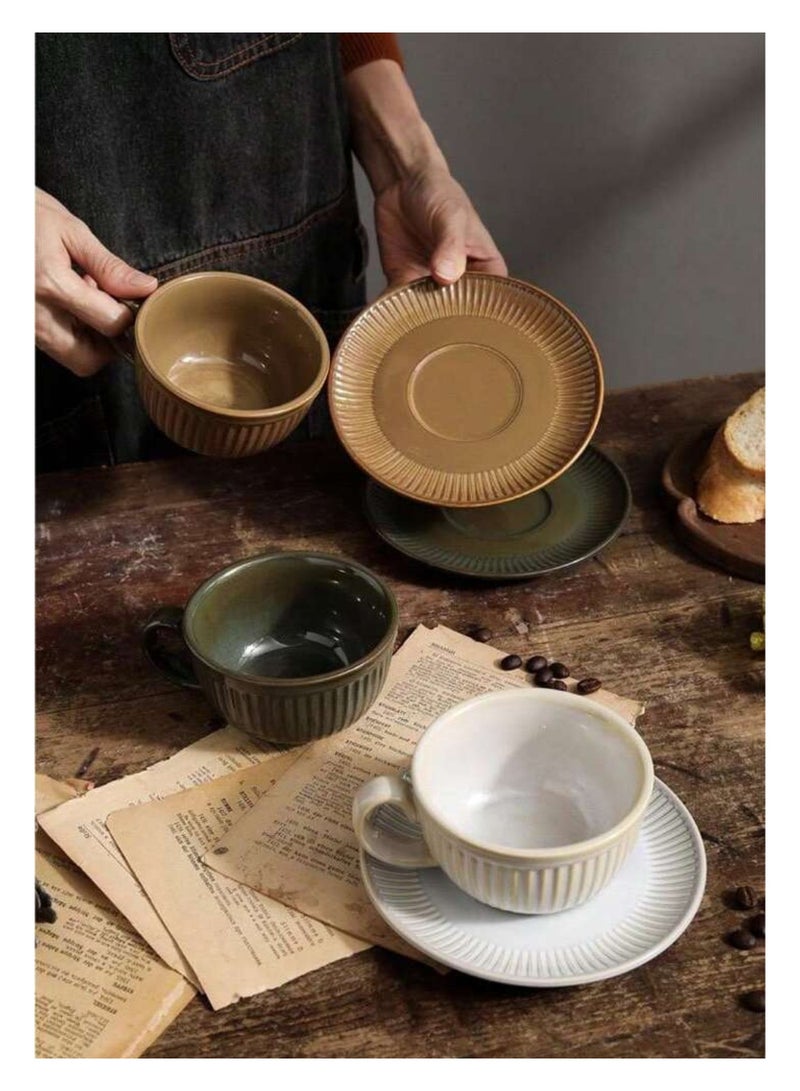 Qahwa Ceramic mug with prominent vertical lines and elegant design - Image 4