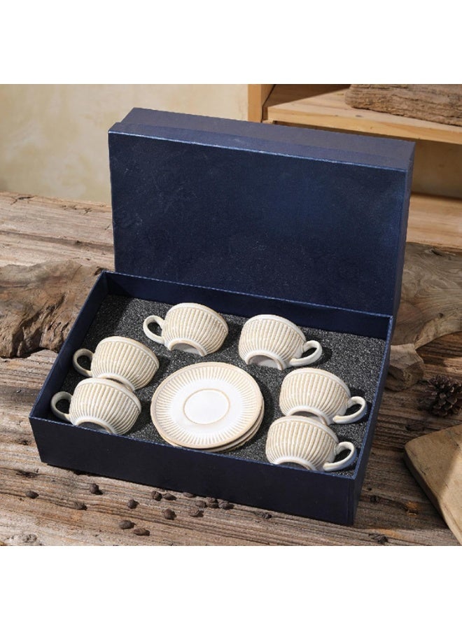 Qahwa Ceramic mug with prominent vertical lines and elegant design - Image 2