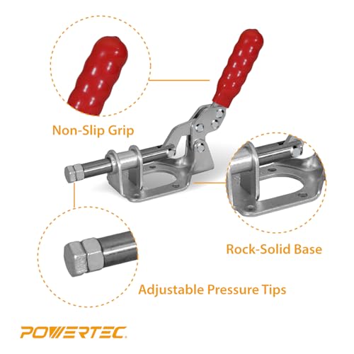 POWERTEC 1PK Toggle Clamp, 300lbs Holding Capacity, 302F Quick Release Push/Pull Clamp for Woodworking Jigs and Fixtures, Pocket Hole Jigs, Welding, CNC (20304) - Image 4