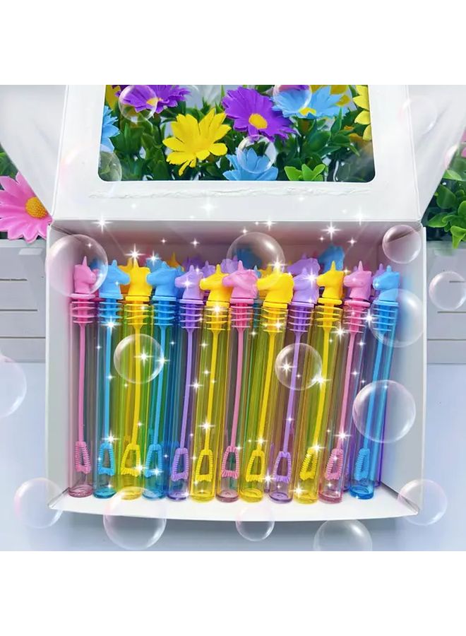 Macaron Color Unicorn Rainbow Bubble Wand Set 36 Pcs Reusable Empty Bottles Party Favors - Image 1