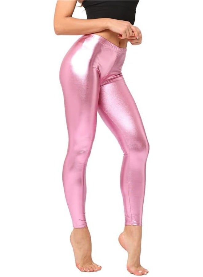 Women's Lycra pants in shiny faux leather with a disco design.