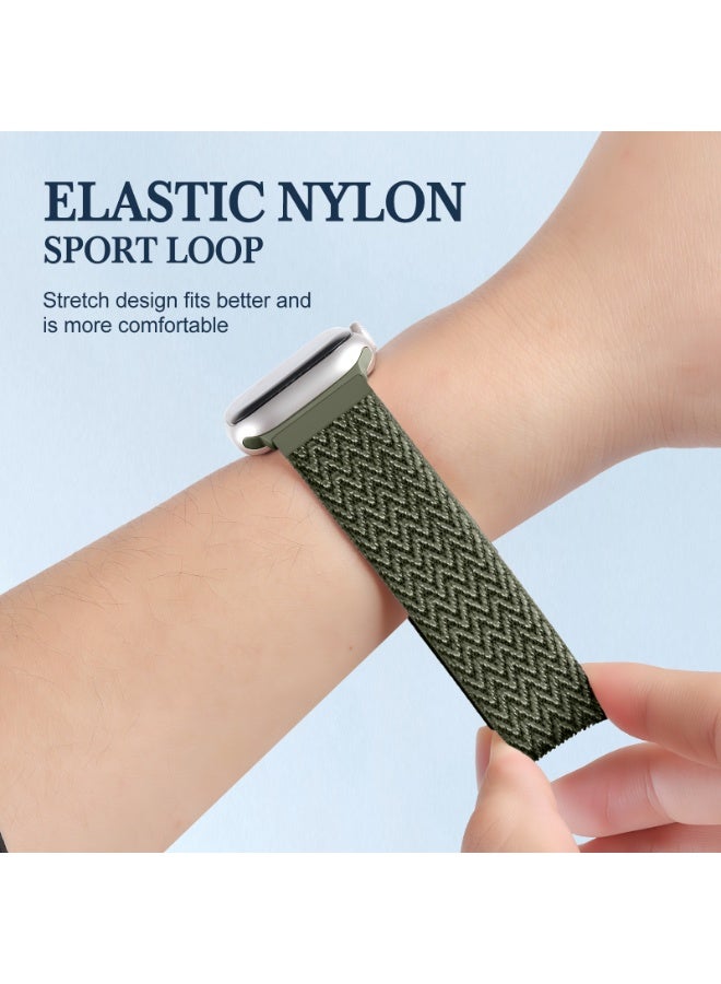 SOLOLUP Nylon Loop Sport Band Compatible with Apple Watch bands  S11/S10 42mm 41mm 38mm for women/men ，Breathable, Soft Band Ideal for Outdoor，for  iWatch Series 11 10 9 8 7 3 5 4 3/Ultra 3 2/SE（Green） - Image 4