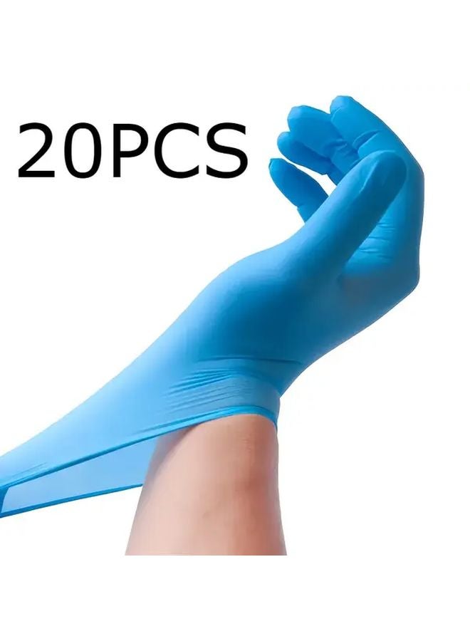 Blue Nitrile Gloves Disposable Size S 20pcs For Cleaning Hair Dye Pet Bathing - Image 1