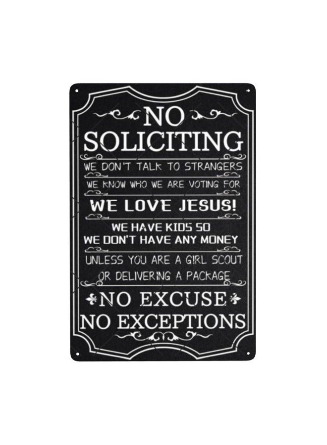 DZQUY No Soliciting Warning Sin No Excuses No Exceptions Metal Sign Vintage Art Tin Sign House Office Wall Decor Sign For Home Decor Go Away Sign 8x12 Inch - Image 1