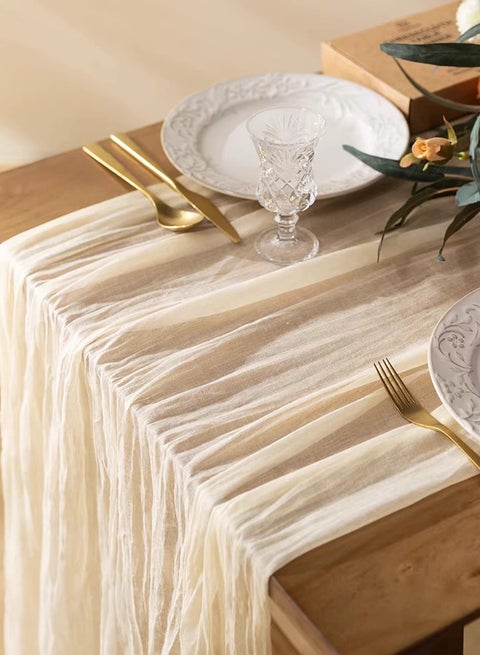 Crumpled Gauze Table Runner, Suitable For Wedding Decoration Holiday Party Reception Decoration