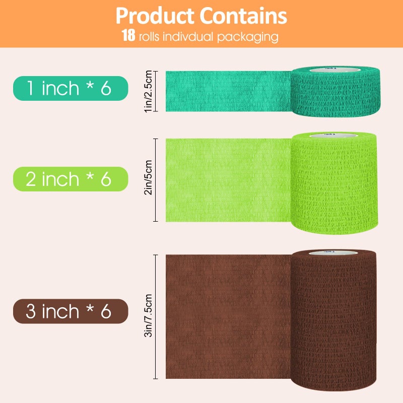 BIRDDIE 1"/2"/3" Self Adhesive Bandage Wraps, 9 Pack Colorful Self Adherent Cohesive Bandages Wrap for Wounds, Vet Wrap, Ankle Tape, Tattoo Tape Wrap, Medical Tape, Color Athletic Tape - Image 4