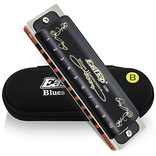 East top Diatonic Harmonica Key of B 10 Holes 20 Tones 008K Mouth Organ with Black Cover, Top Grade Harmonica for Adults, Professionals and Students - Image 1