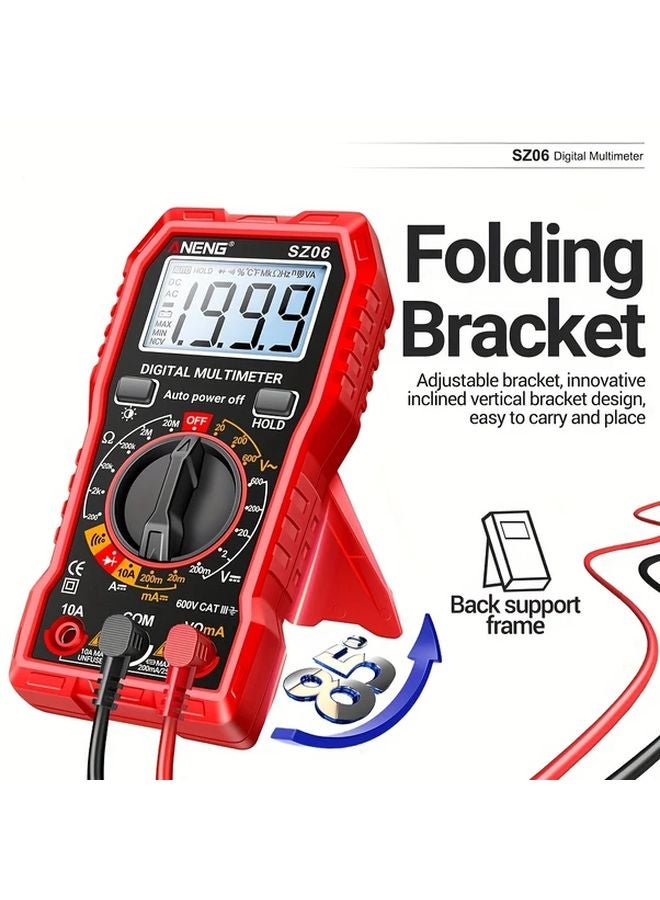 مقياس متعدد رقمي أسود، مقياس جهد التيار المتردد والتيار المستمر ذو النطاق التلقائي، مقياس التيار الكهربائي - Image 5