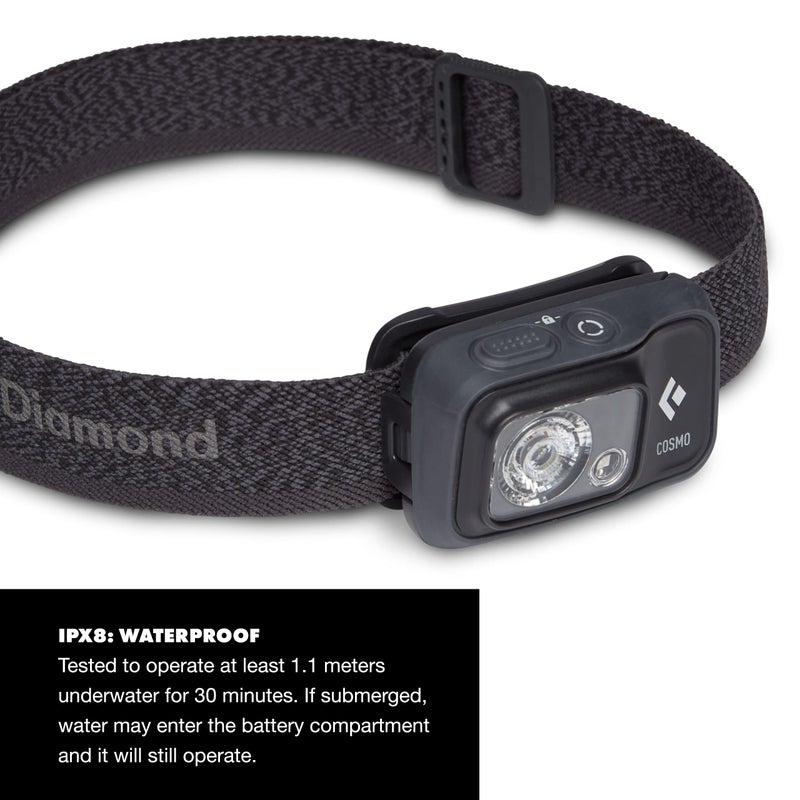 Black Diamond BLACK DIAMOND Cosmo 350 LED Headlamp (Graphite) - Waterproof and Dimmable Battery Powered Headlamp for Camping, Hiking, Running, with Red Light Headlamp Mode  - Image 5