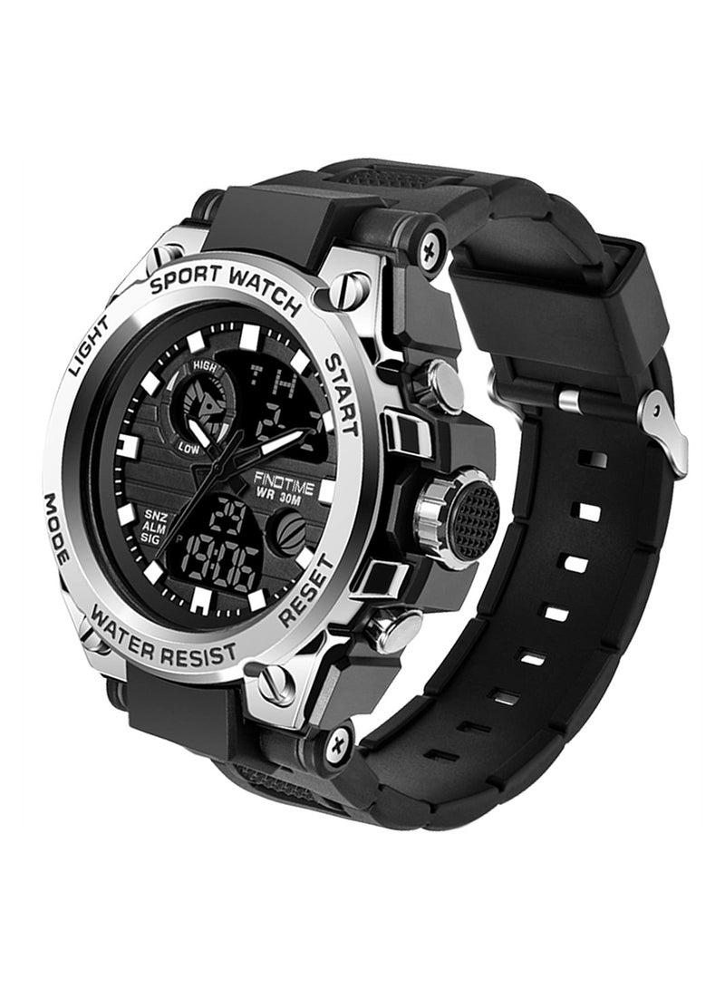 SYOSI Military Watches for Men, Large Face Army Watch, Waterproof Tactical Watches Men Army Digital Sports Outdoor Stopwatch LED Survival Tough Electronic Alarm Clock Black Gold Wrist Watch - Image 1