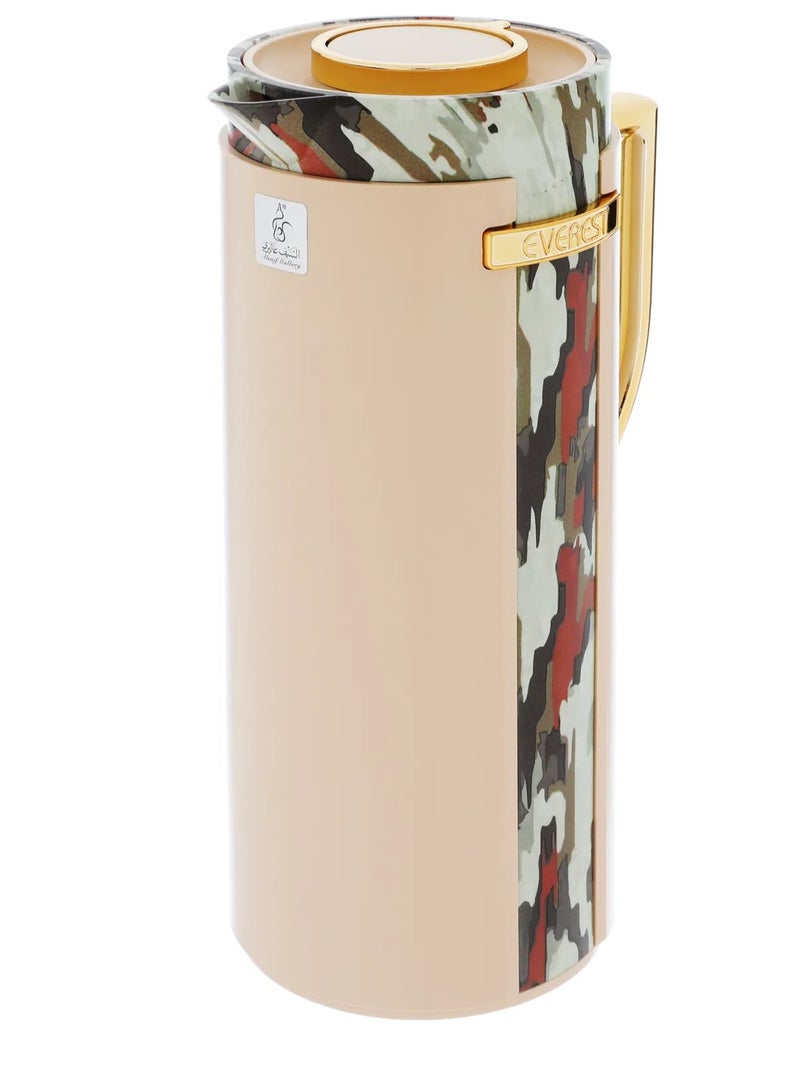 Alsaif Gallery Wedad Beige Oil-Treeed Thermos With Golden Handle 1 Liter - Image 5