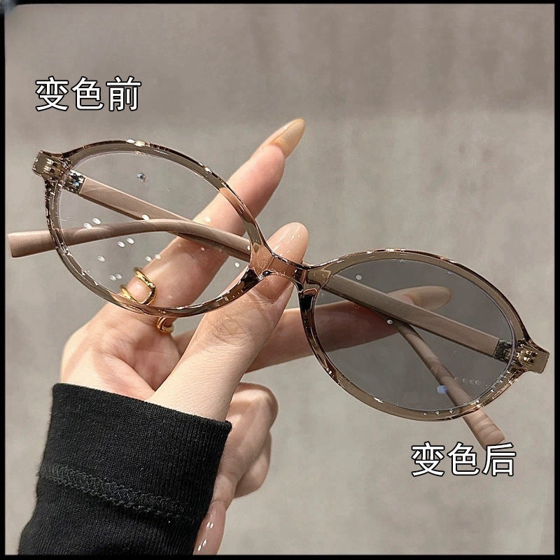Myopia Glasses Women'S Light-Sensitive Color-Changing Nerd Anti-Blue Light Live Explosion Small High-End Sense Frame Glasses Frame Myopia - Image 2