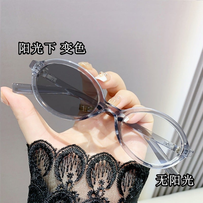 Myopia Glasses Women'S Light-Sensitive Color-Changing Nerd Anti-Blue Light Live Explosion Small High-End Sense Frame Glasses Frame Myopia - Image 1