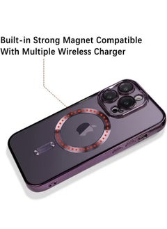 Generic iPhone 15 Pro Max Case with Camera Lens Protector, Protective Case Compatible with Wireless Charging, Anti-Scratch Shockproof Protective Electroplated iPhone 15 Pro Max Case for Women Men - Purple  - Image 3