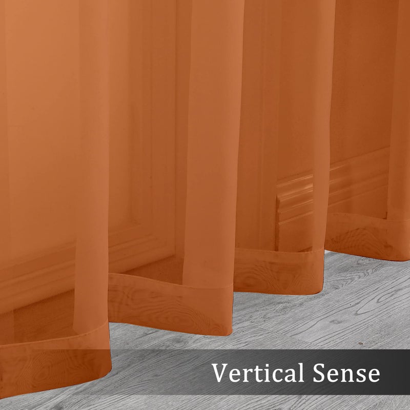OWENIE Sheer Orange Curtains, Sheer Curtains 84 inch Length 2 Panels Set, Rod Pocket Voile Fimly Sheer Drapes for Living Room/Bedroom, 2pcs, Each 42" W x 84" L - Image 5