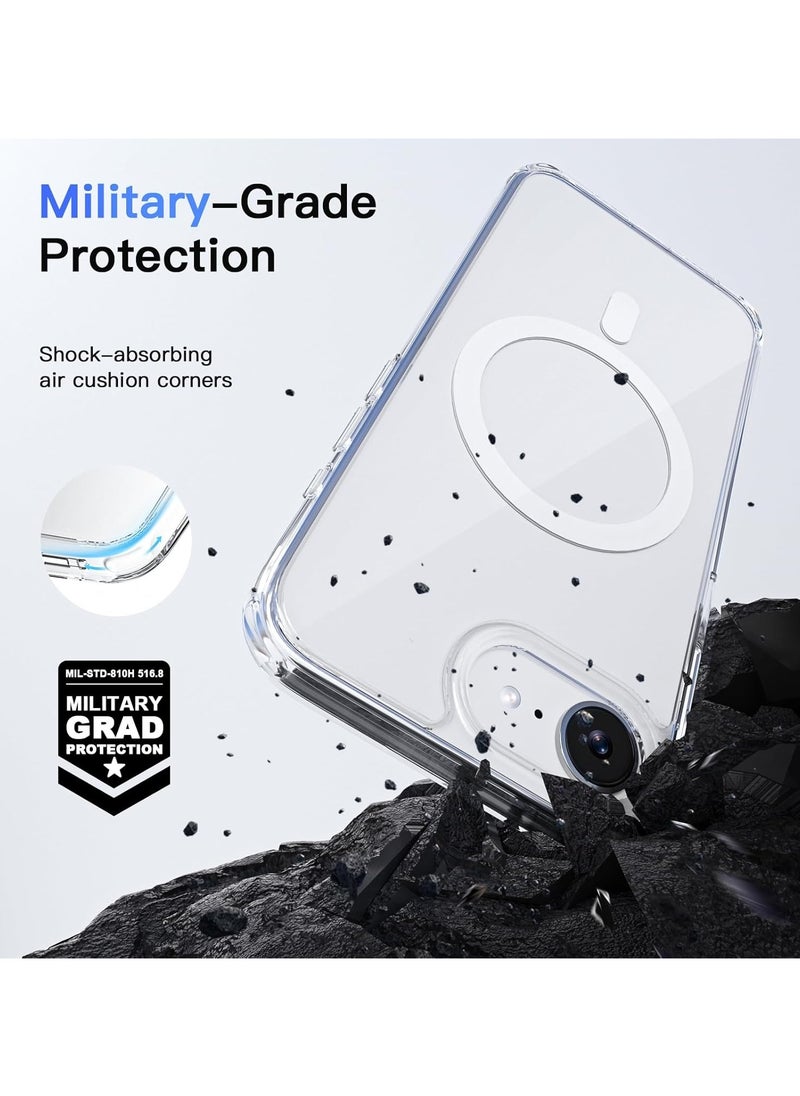 Generic Case for iPhone 16E Clear Magnetic Cover Mag Safe Compatible Hybrid Protective Crystal Clear Hard Back Case Shockproof TPU Frame Slim Transparent Case for Apple iPhone 16E  - Image 4