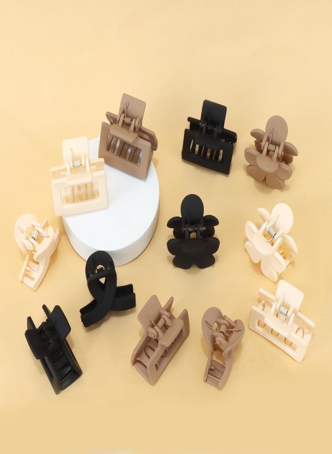 FASOTY 12Pcs Small Hair Clips Matte Medium Claw Clips for Women and Girls Small Claw Clips for Thin/Medium Fine Hair Strong Hold Jaw Clips Non-Slip Cute Mini Hair Clips (Neutral Color) - Image 4