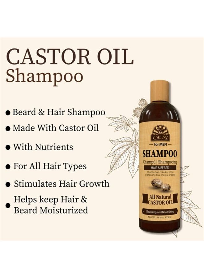 OKAY for MEN Castor Oil Beard and Hair Shampoo Wash 16oz - Image 4