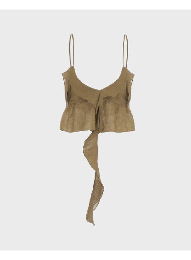 Zara بلوزة نسائية عصرية بدون أكمام على شكل حرف V شفافة - Image 1