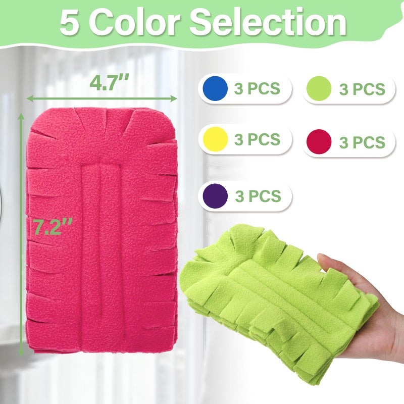 WRINGKIT 15 Pieces Reusable Duster Refill, 360Â° Heavy Duty Fleece Duster Pads Refills, Washable Hand Dusters Pads for Cleaning Ceiling, Fan Hardwoods Window Kitchen Floor - Image 2