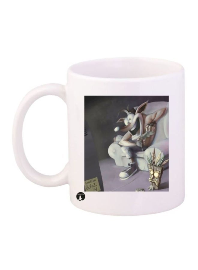 RYN Crash Video Game Printed Mug White/Beige/Black