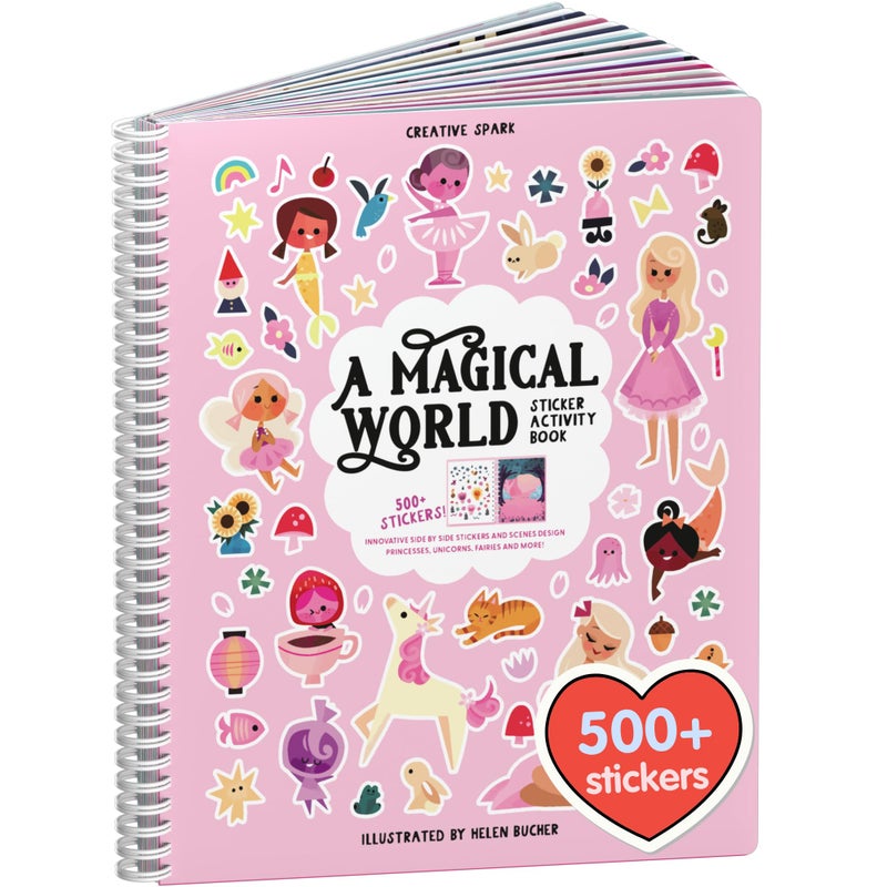 Cupkin Princess Sticker Book Activity for Kids, A Magical World by Cupkin, Toddler Airplane Travel Essentials, 500+ Stickers for Kids 12 Scenes + Coloring Book Pages, Princess Gift, Crafts Ages 2-8 - Image 1