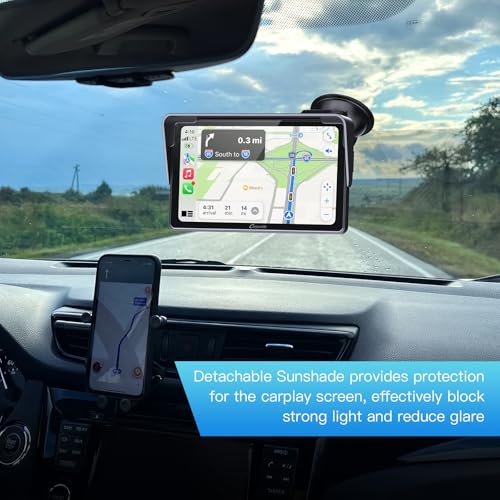CARPURIDE 7 Inch Carplay Screen for Car，Wired/Wireless CarPlay Screen for Apple CarPlay & Android Auto, Mirror, Siri, Bluetooth, Navigation, External MIC Port, TF Card/USB Playback - Image 4