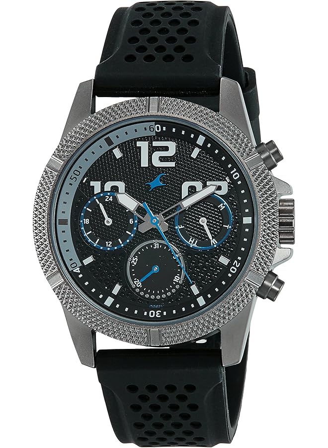 فاستراك ساعة لوب هولز متعددة الوظائف بمينا أسود للرجال - Image 1