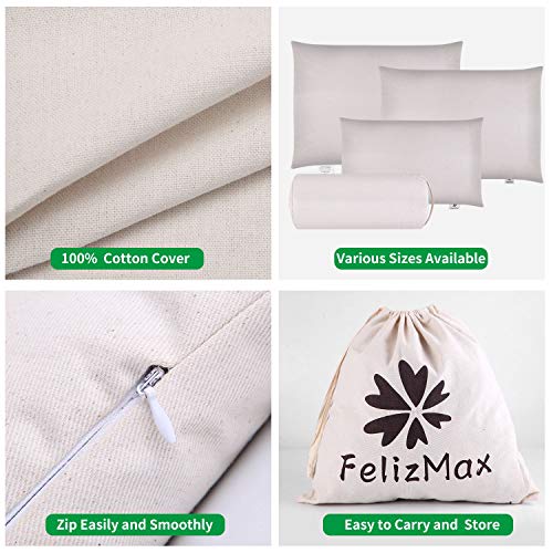 FelizMax Organic Buckwheat Pillow for Sleeping, 100% Natural Premium buckwheat Hulls, Organic Cotton Cover for Cool Sleep, Neck Support for Back and Side Sleepers, Buckwheat Refill-Japanese Size (20” x14”) - Image 2