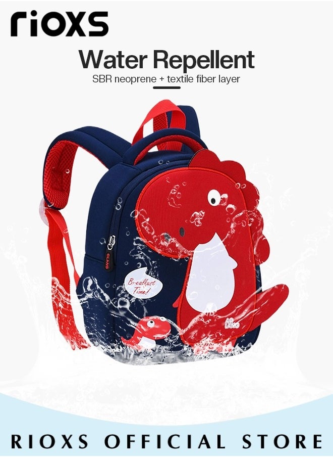RIOXS Kids Backpack with Adjustable Padded Shoulder Straps and Dinosaur Pattern, Personalized Waterproof School Bags with Large Capacity, Lightweight Resistant Travel Daypack, Perfect Gift for Kids, 20*9*24cm  - Image 3