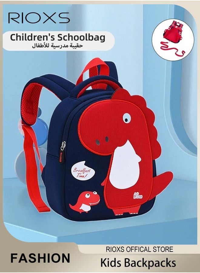 RIOXS Kids Backpack with Adjustable Padded Shoulder Straps and Dinosaur Pattern, Personalized Waterproof School Bags with Large Capacity, Lightweight Resistant Travel Daypack, Perfect Gift for Kids, 20*9*24cm  - Image 1