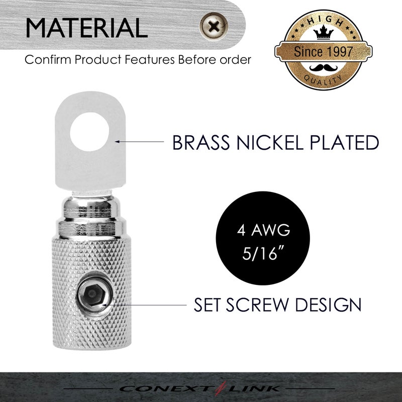Conext Link RT4N-2 Set Screw Ring Terminal 2 Pack (4 Gauge, Nickel) - Image 2