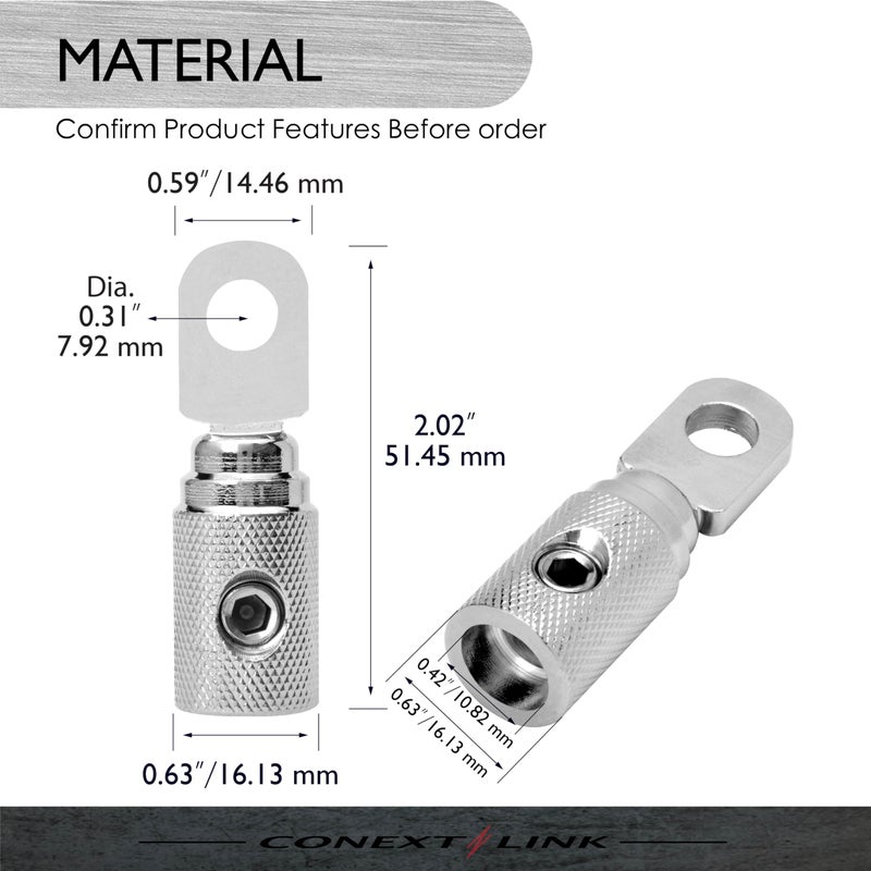 Conext Link RT4N-2 Set Screw Ring Terminal 2 Pack (4 Gauge, Nickel) - Image 3