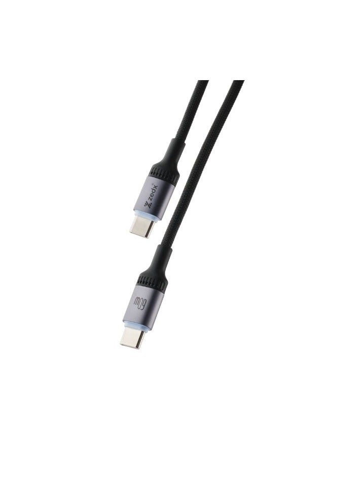 ZedX ZC220 60W USB-C to USB-C Fast Charging Cable – 2M, Braided, Data & Charge - Image 2