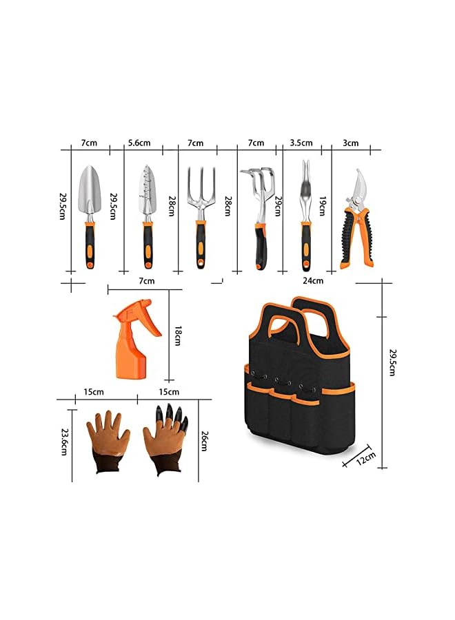 promass Gardening Tool Set - 9 Pieces Aluminium Alloy Garden Tools Kit Included Hand Trowel Shovels Rake, Garden Gloves and Garden Tote, Heavy Duty Garden Spade, Steel Pruning Shears, Garden Gifts - Image 4