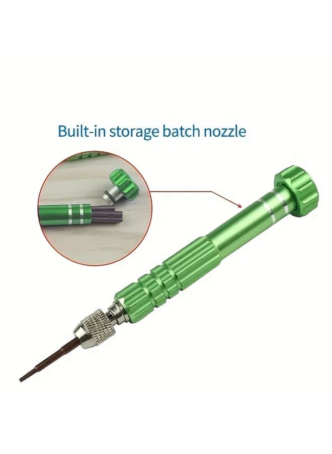 Green 5 In 1 Precision Screwdriver Set For Mobile Phone And Laptop Repair - Image 1