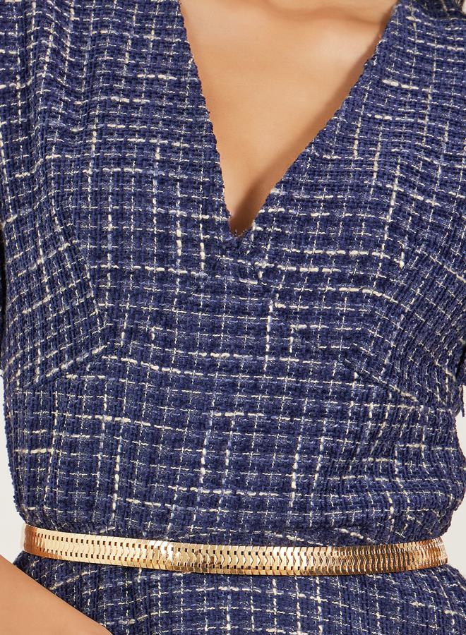Styli Plaid Midi Dress  - Image 4