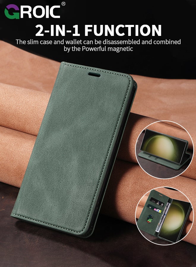 GROIC For Samsung Galaxy S24 Ultra Case,Luxury Leather Wallet Cover, Leather Wallet Case Classic Design with Card Slot and Magnetic Flip Flip Folding Case for Galaxy S24 Ultra Phone Shell 6.8'' - Image 2