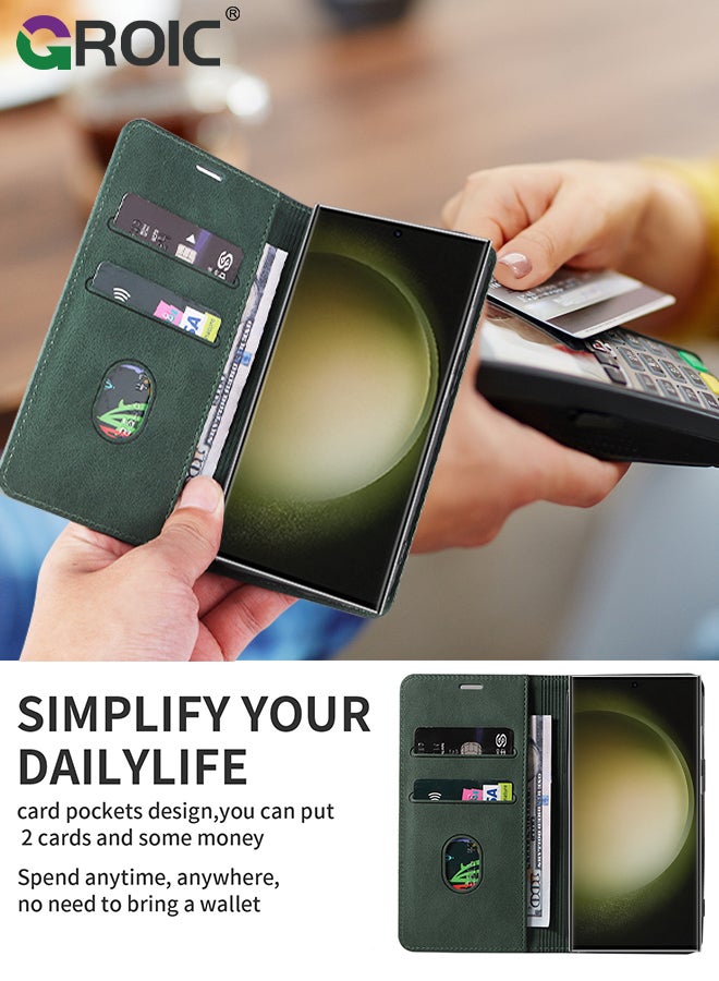 GROIC For Samsung Galaxy S24 Ultra Case,Luxury Leather Wallet Cover, Leather Wallet Case Classic Design with Card Slot and Magnetic Flip Flip Folding Case for Galaxy S24 Ultra Phone Shell 6.8'' - Image 3